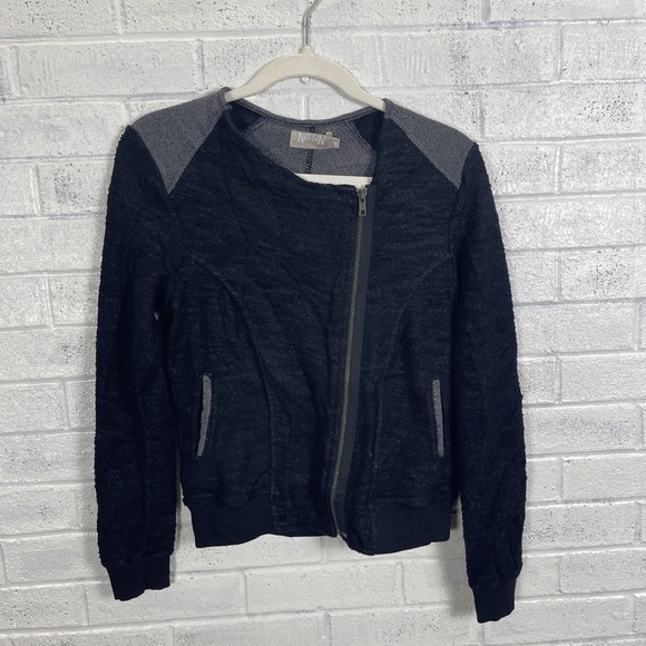 Nation LTD Jackets & Blazers - Nation LTD Asymmetric Moto Zip Knit Jacket Womens Size M Soft Black Edgy Casual